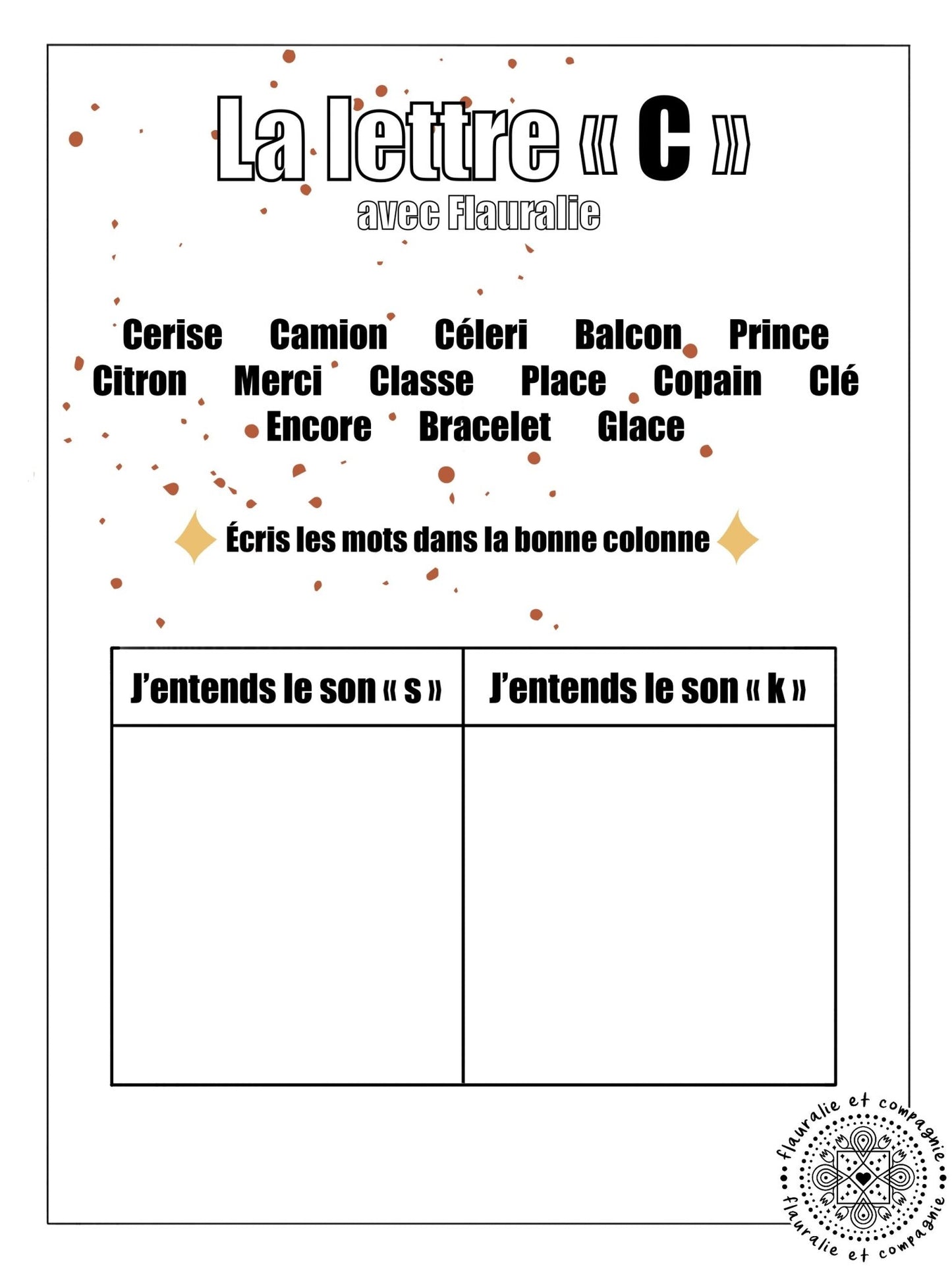 Fiche pédagogique <br> La lettre «C» - Flauralie et compagnie