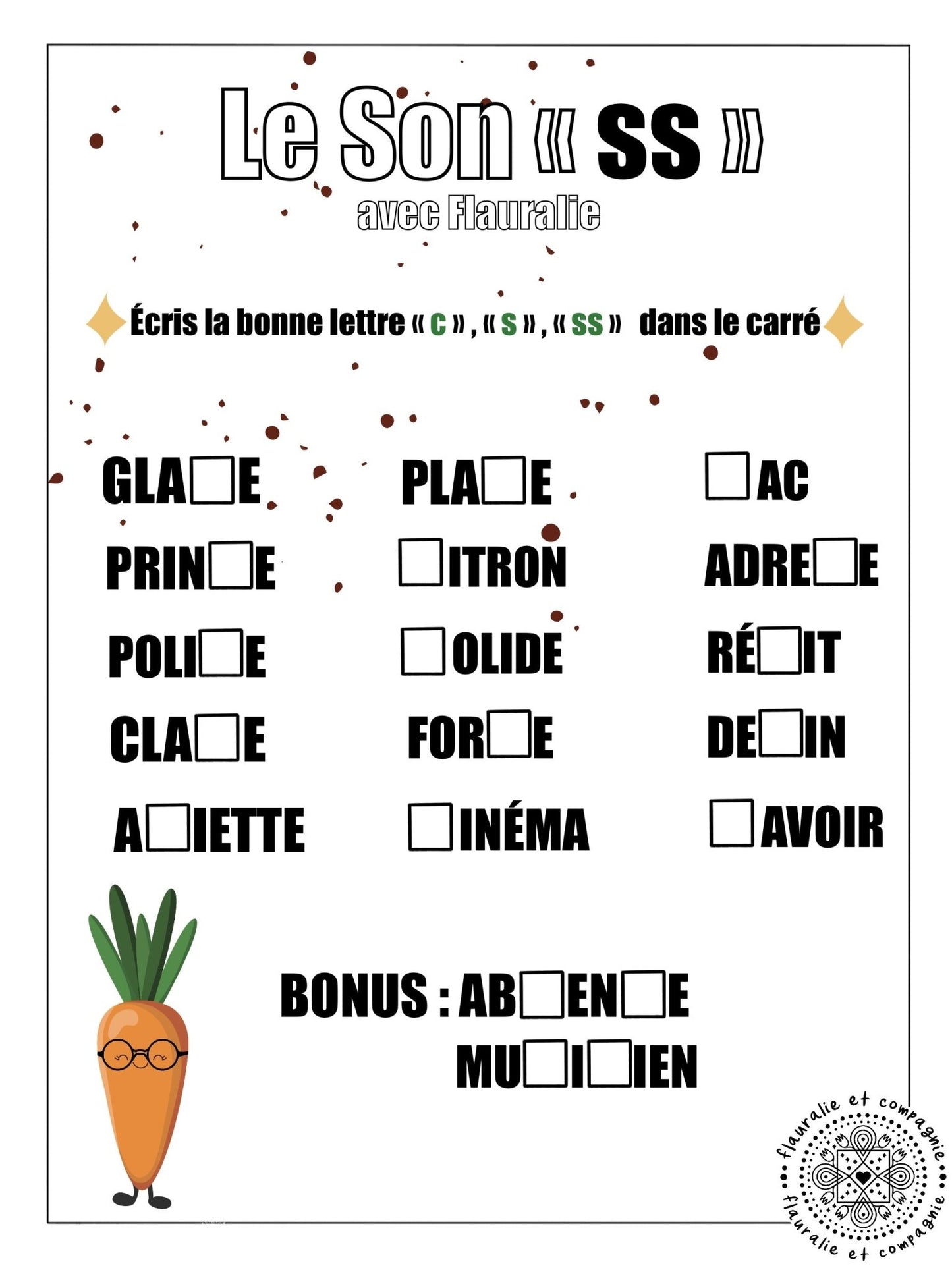 Fiche pédagogique <br> Le Son «SS» - Flauralie et compagnie